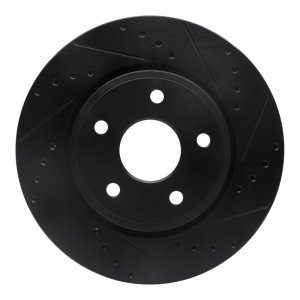 Jeep Commander Brake Rotor (1) - Front Right - R1 Concepts - Drilled & Slotted - Black - `05-`10